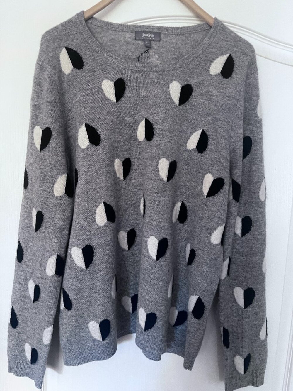 100% Cashmere Sweater with Hearts, Neiman Marcus